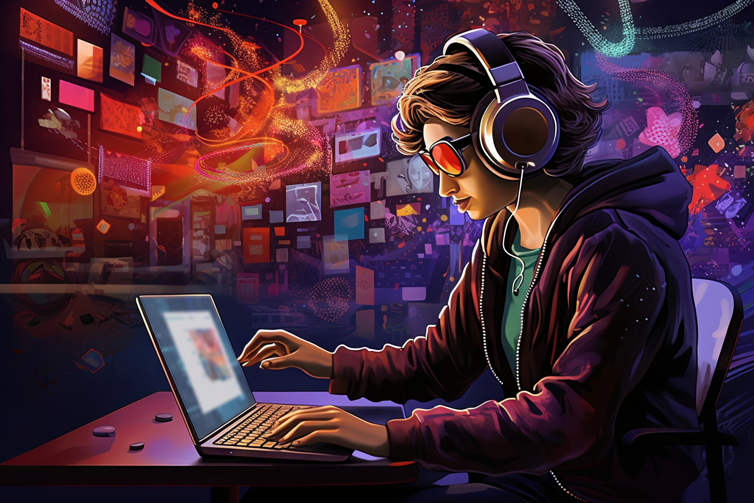 cartoon woman with stylish glasses