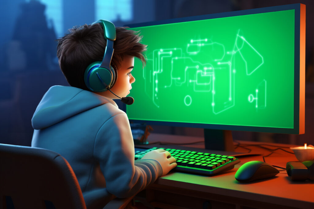 person enjoying 3d video games